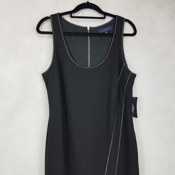 NEW RACHEL Rachel Roy Size 0X Sleeveless Black Sheath Tank Midi Dress Sticthing - Picture 4 of 15